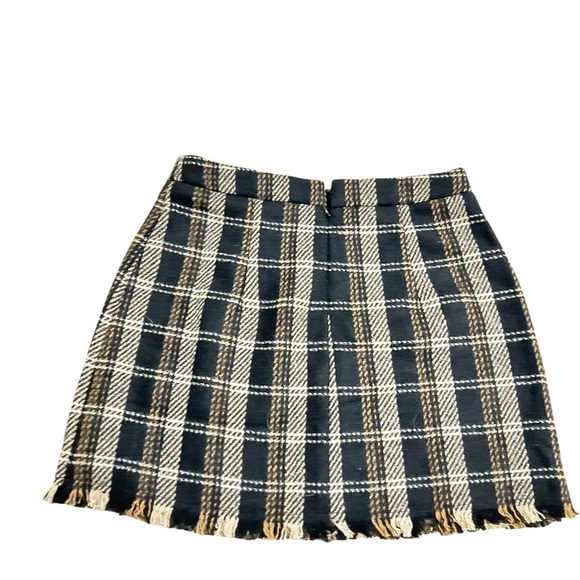New with tags Sage the Label Black/Cream Plaid wool lined Mini Skirt size medium - Picture 2 of 6